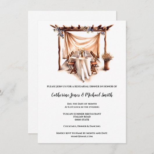 カントリーイタリアンボホトスカーナ水彩表アーチ 招待状 (正面/裏面)