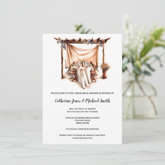 カントリーイタリアンボホトスカーナ水彩表アーチ 招待状 (スタンド正面)