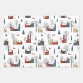 カントリーウィンターシーン，アンティークホーム，ボタニカル ラッピングペーパーシート (正面)