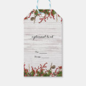 カントリーウィンターホリデーベリー&パインコーンエレガント ギフトタグ (正面)