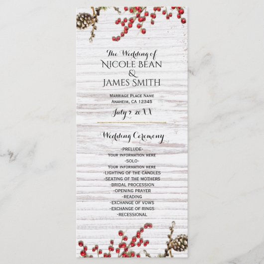 カントリーウィンターホリデーベリー&パインコーンプログラム プログラム (正面)