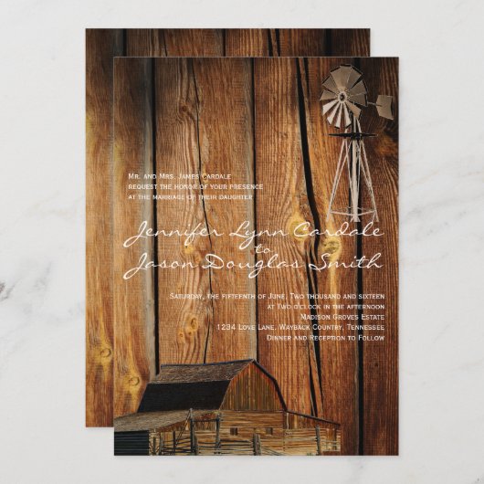 カントリーウィンドミルバーンウッド結婚式招待状 招待状 (正面/裏面)