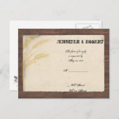 カントリーウィートグラスオンパーチメント結婚式RSVP インビテーションポストカード (正面/裏面)