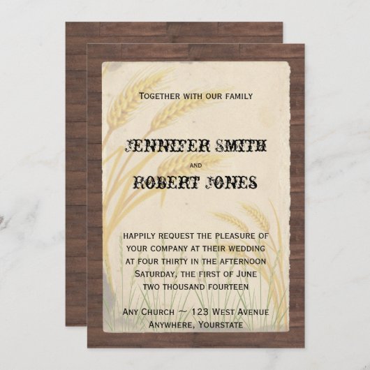 カントリーウィートグラスパーチメント結婚式招待状 招待状 (正面/裏面)