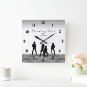 カントリーウェスタンおもしろい スクエア壁時計 (ホーム)