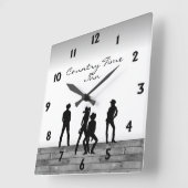 カントリーウェスタンおもしろい スクエア壁時計 (傾斜)