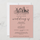 カントリーウェスタンの納屋での結婚式招待状 招待状 (正面)