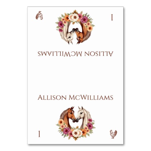 カントリーウェスタンの馬 – ニワトリのアイコン テーブルナンバー (正面)