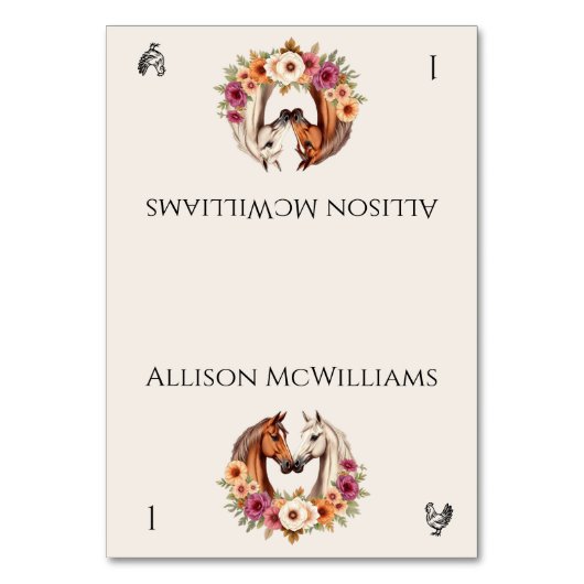 カントリーウェスタンの馬 – ニワトリのアイコン テーブルナンバー (正面)