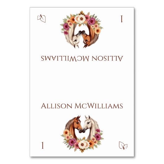 カントリーウェスタンの馬 – ベジタリアンアイコン テーブルナンバー (正面)