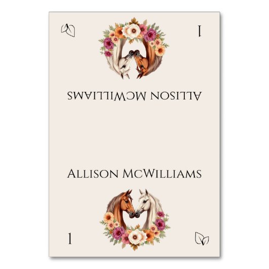 カントリーウェスタンの馬 – ベジタリアンアイコン テーブルナンバー (正面)