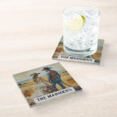 カントリーウェスタンウェディングウォーターカラー ガラスコースター (アングル)