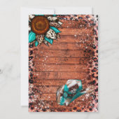 カントリーウェスタンターコイズカップルのシャワー招待状 (裏面)