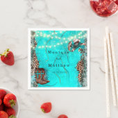 カントリーウェスタンターコイズライトレオパード結婚ズ スタンダードカクテルナプキン (インサイチュ)