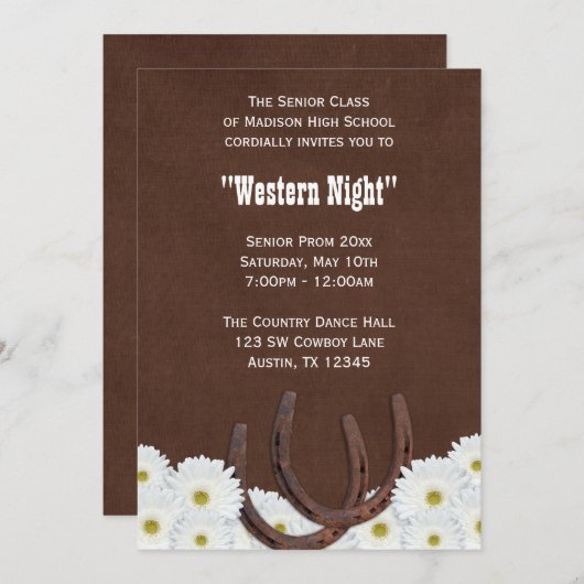 カントリーウェスタンフォーマルプロムパーティー 招待状 (正面/裏面)