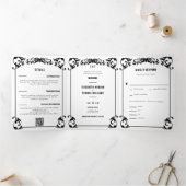 カントリーウェスタンフォーマル白黒トリ結婚フォル 三つ折り招待状 (内部)