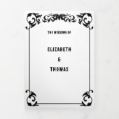 カントリーウェスタンフォーマル白黒トリ結婚フォル 三つ折り招待状 (カバー)