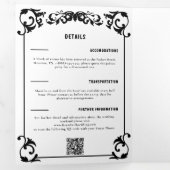 カントリーウェスタンフォーマル白黒トリ結婚フォル 三つ折り招待状 (内部最初)