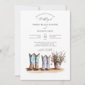 カントリーウェスタンブーツワイルドフラワー素朴ズ結婚ズ 招待状 (正面)