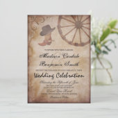 カントリーウェスタンブーツワゴンホイールウェディング招待状 招待状 (スタンド正面)