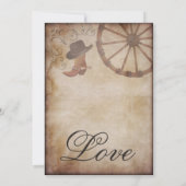 カントリーウェスタンブーツワゴンホイールウェディング招待状 招待状 (裏面)