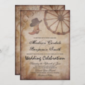 カントリーウェスタンブーツワゴンホイールウェディング招待状 招待状 (正面/裏面)