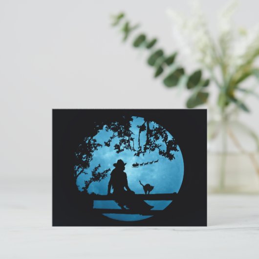 カントリーウェスタン女性のカーボーイクリスマスホリデー ポストカード (スタンド正面)