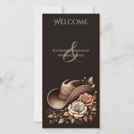 カントリーウェスタン女性のカーボーイハットと花