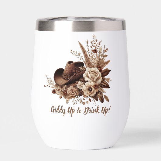 カントリーウェスタン女性のカーボーイハットと花 (背面)