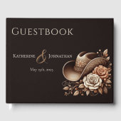 カントリーウェスタン女性のカーボーイハットと花 ゲストブック (正面)