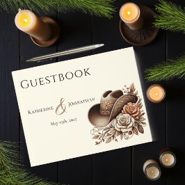 カントリーウェスタン女性のカーボーイハットと花 ゲストブック