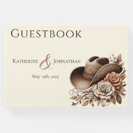 カントリーウェスタン女性のカーボーイハットと花 ゲストブック