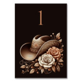 カントリーウェスタン女性のカーボーイハットと花 テーブルナンバー (裏面)