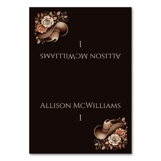 カントリーウェスタン女性のカーボーイハットと花 テーブルナンバー (正面)