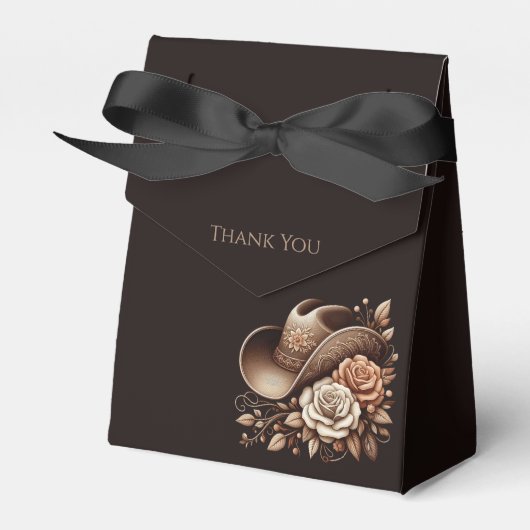 カントリーウェスタン女性のカーボーイハットと花 フェイバーボックス (正面サイド)