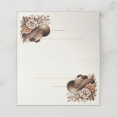 カントリーウェスタン女性のカーボーイハットと花 プレイスカード (外部開封)