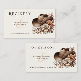 カントリーウェスタン女性のカーボーイハットと花 名刺