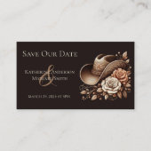 カントリーウェスタン女性のカーボーイハットと花 名刺 (正面)