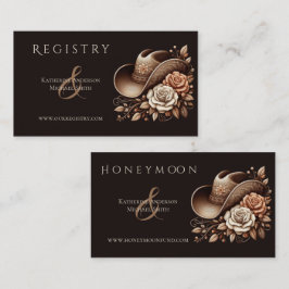 カントリーウェスタン女性のカーボーイハットと花 名刺