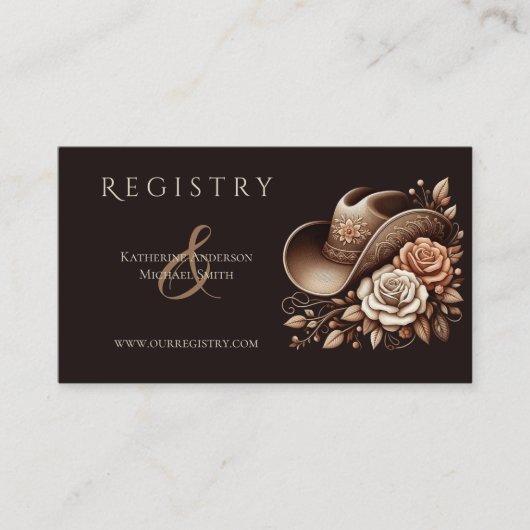 カントリーウェスタン女性のカーボーイハットと花 名刺 (正面)