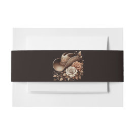 カントリーウェスタン女性のカーボーイハットと花 招待状ベリーバンド