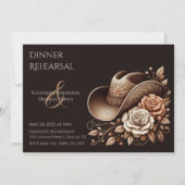 カントリーウェスタン女性のカーボーイハットと花 招待状 (正面)