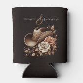 カントリーウェスタン女性のカーボーイハットと花 缶クーラー (裏面)