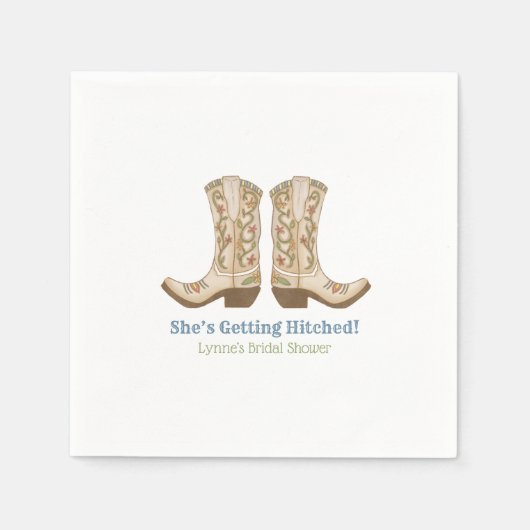 カントリーウェスタン女性のカーボーイブライダルシャワーナプキンス スタンダードカクテルナプキン (正面)