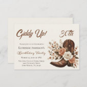 カントリーウェスタン女性のカーボーイブーツと花 招待状 (正面/裏面)