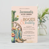 カントリーウェスタン女性のカーボーイブーツ30thロデオ誕生日 招待状 (スタンド正面)
