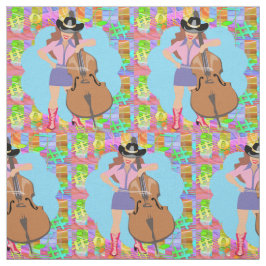 カントリーウェスタン歌女性のカーボーイバスギターフィドル ファブリック