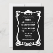 カントリーウェスタン白黒エレガフォーマルントウェディング 招待状 (正面)