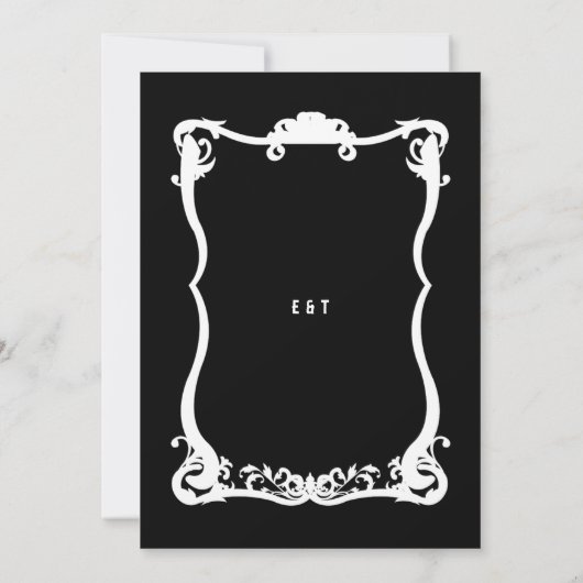 カントリーウェスタン白黒エレガフォーマルントウェディング 招待状 (裏面)