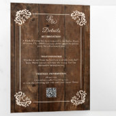 カントリーウェスタン素朴ウッドフォーマルトリフォル結婚ズ 三つ折り招待状 (内部最初)